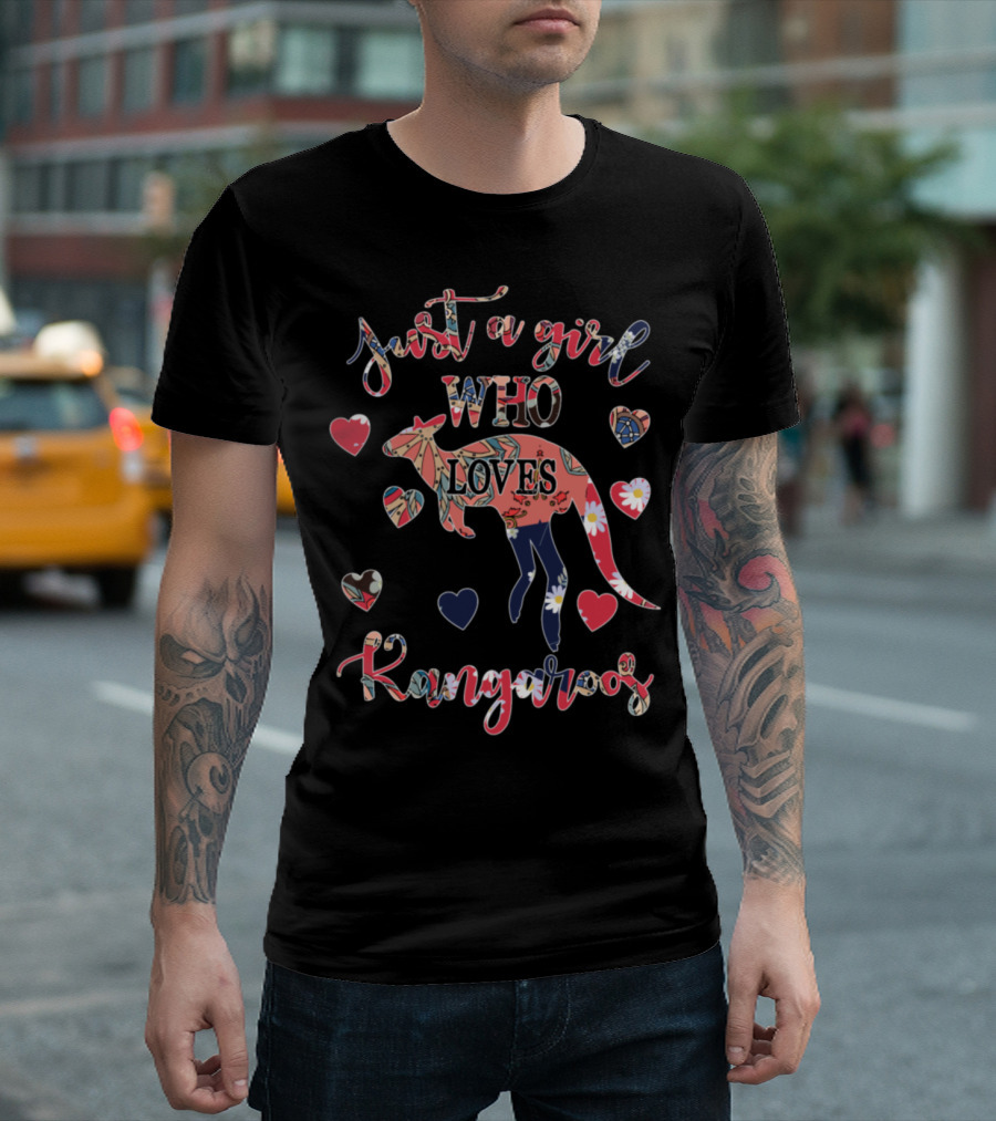 Just A Girl Who Loves Kangaroos Hearts T-Shirt