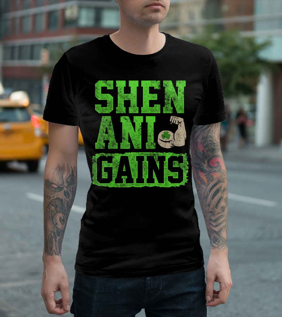 Shenanigans Muscles St Patrick's Day Workout Gains Irish T-Shirt