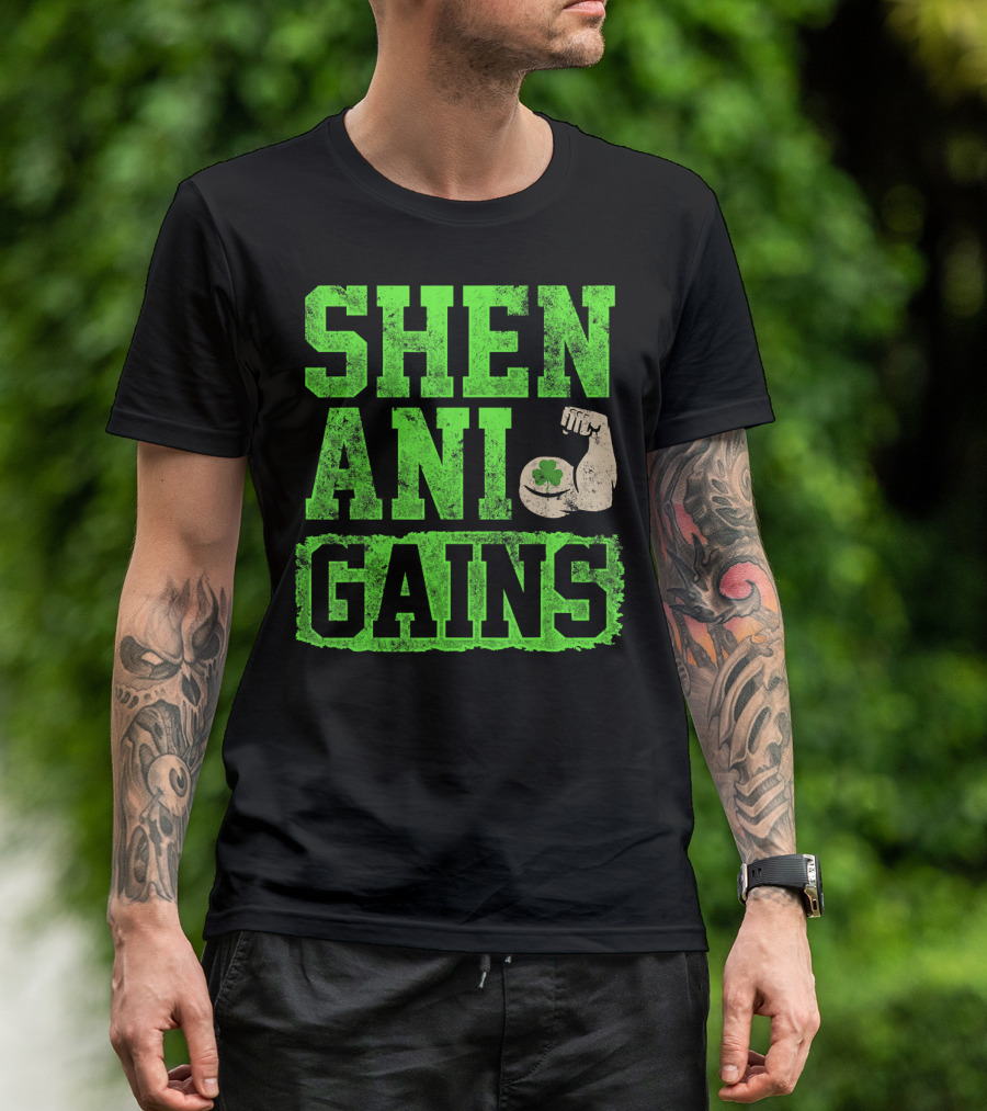 Shenanigans Muscles St Patrick's Day Workout Gains Irish T-Shirt