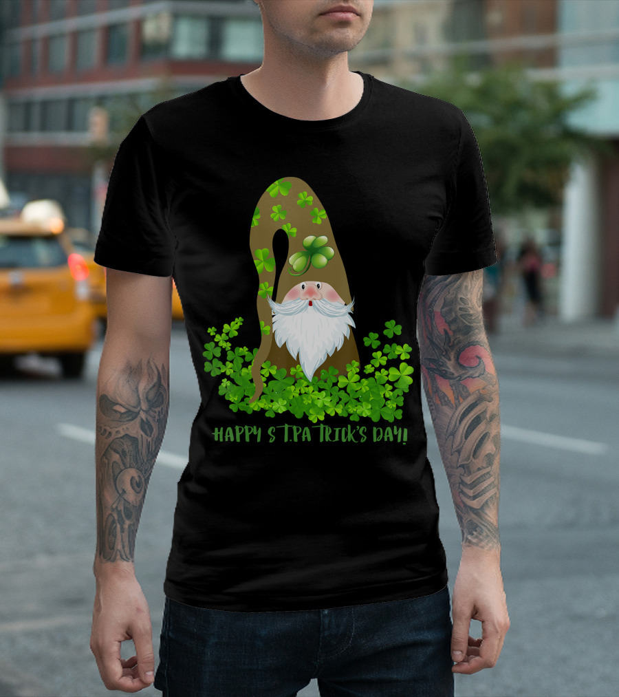 Gnome Happy St. Patrick's Day with Shamrocks and Clover Hat T-Shirt