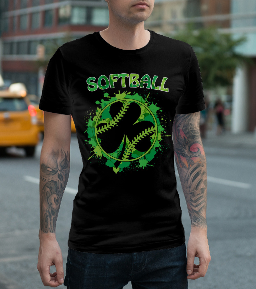 Softball Shamrock Happy St Patrick's Day T-Shirt