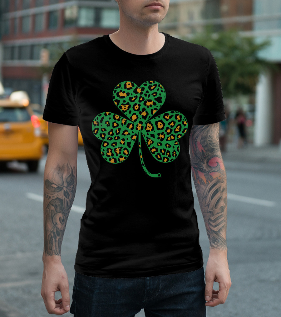 Irish Shamrocks Leopard Print Cheetah T-Shirt