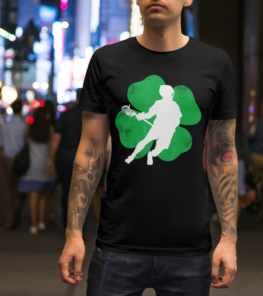 St Patrick's Day Irish Lacrosse Lover Clover T-Shirt