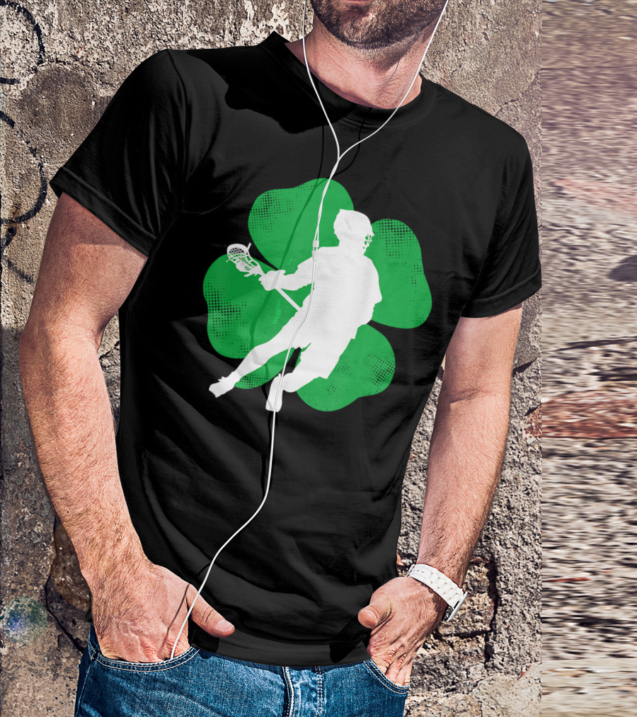 St Patrick's Day Irish Lacrosse Lover Clover T-Shirt