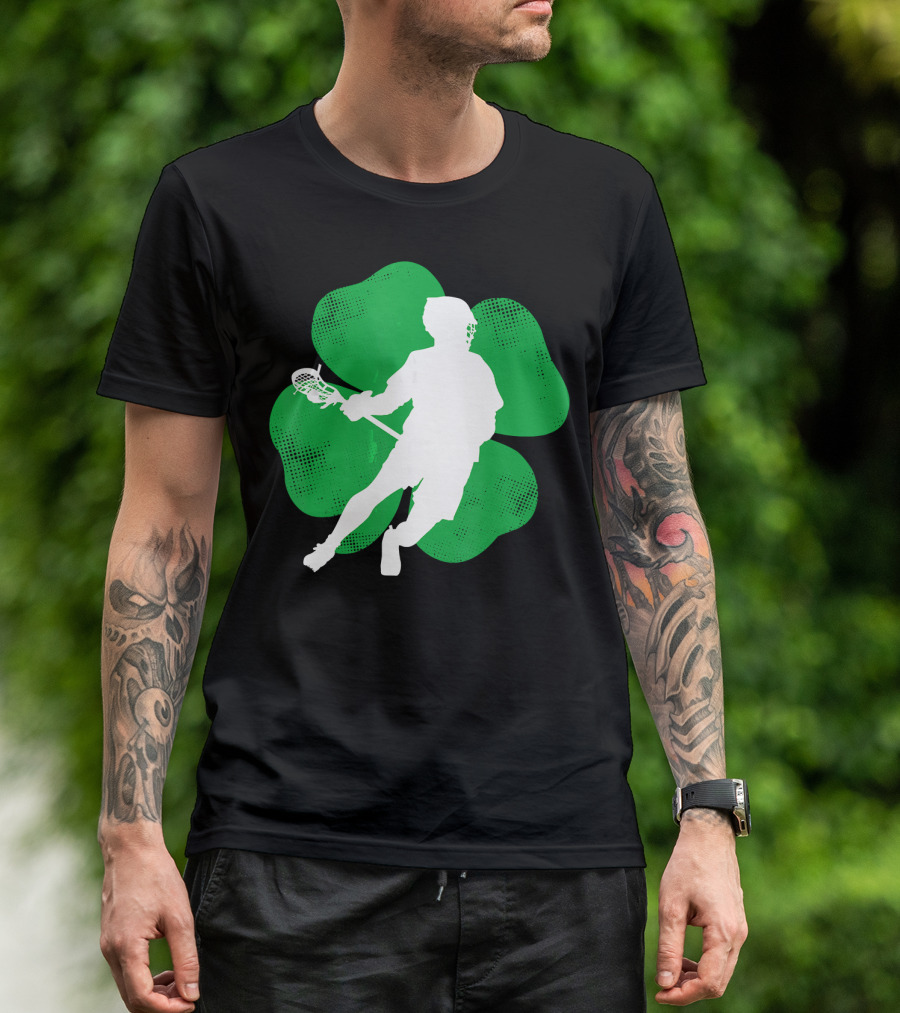 St Patrick's Day Irish Lacrosse Lover Clover T-Shirt