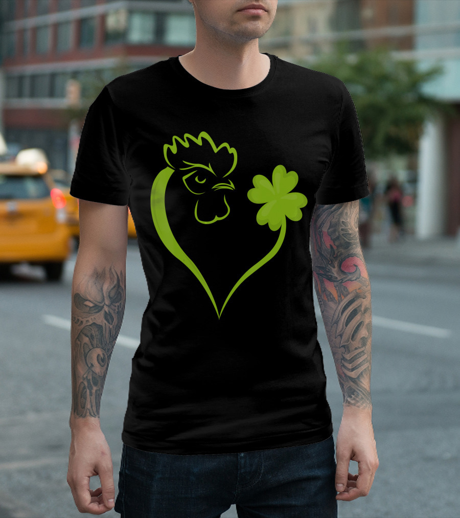 Shamrock Heart Patrick's Day Chicken T-Shirt