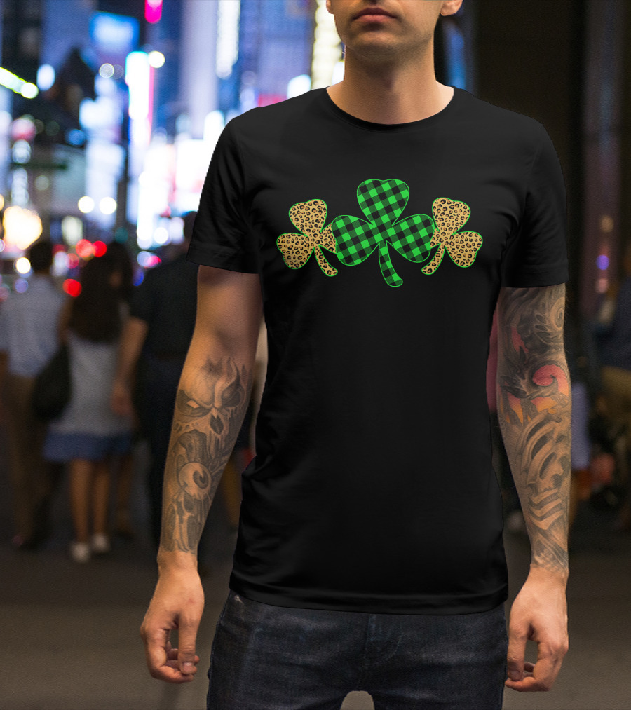 Shamrock Leopard Plaid Clover Women T-Shirt