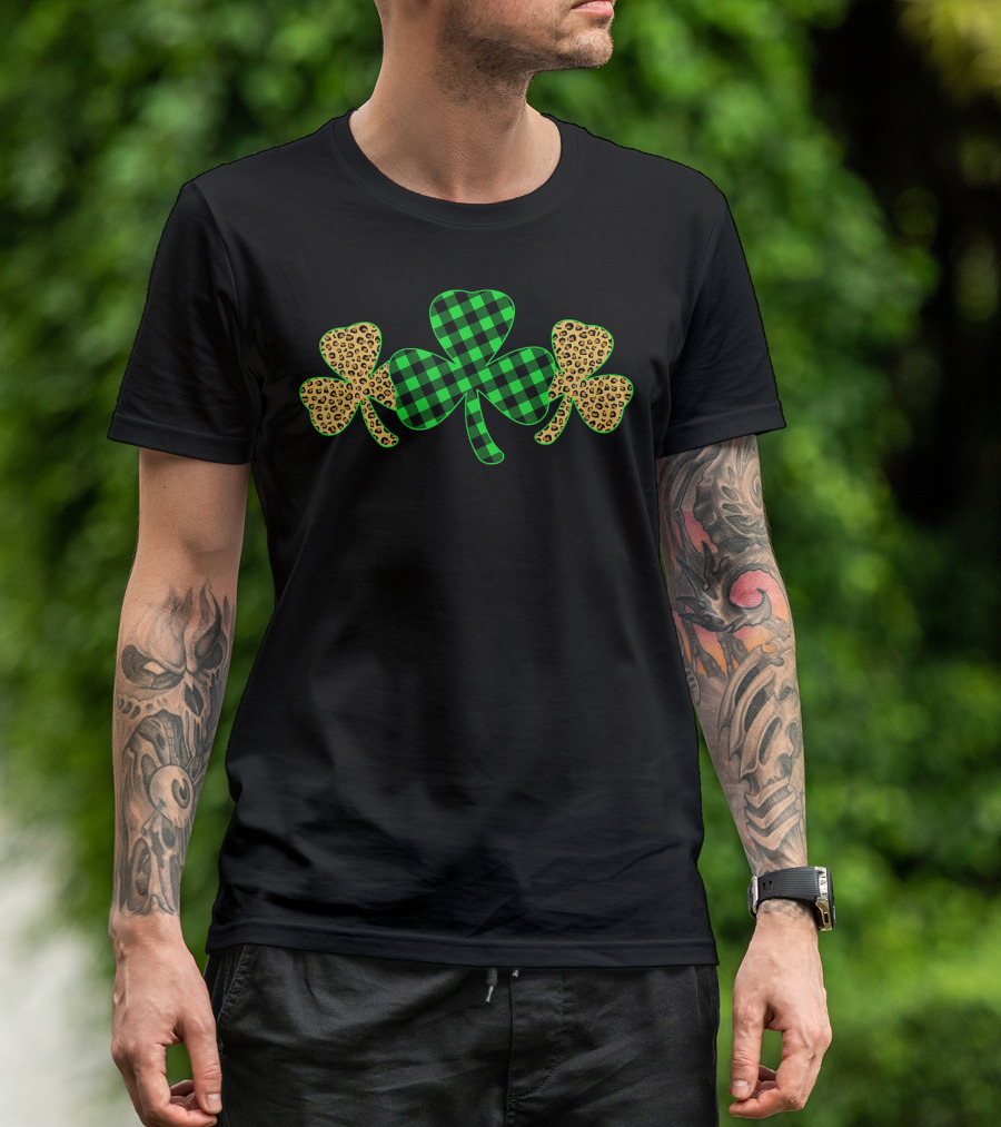 Shamrock Leopard Plaid Clover Women T-Shirt
