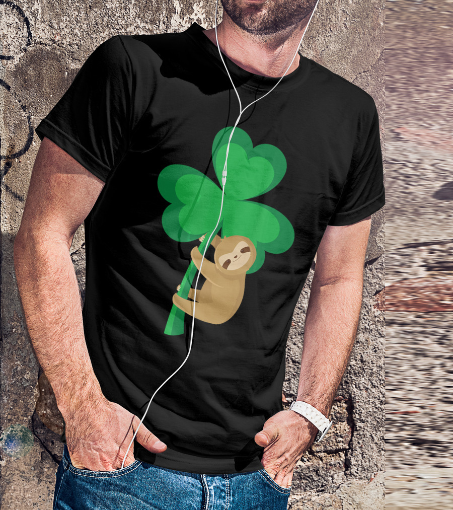 Sloth With Shamrock St Patrick's Day And Children T-Shirt