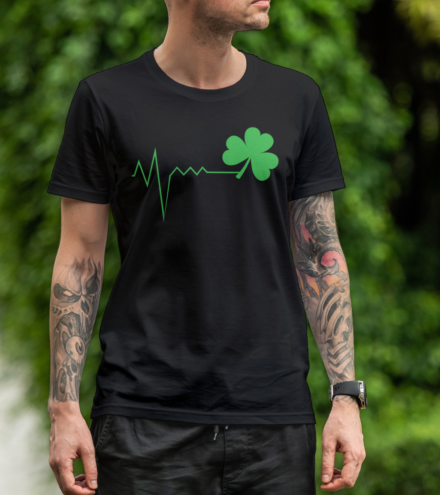 St. Patrick's Day Ireland Clover Heartbeat T-Shirt