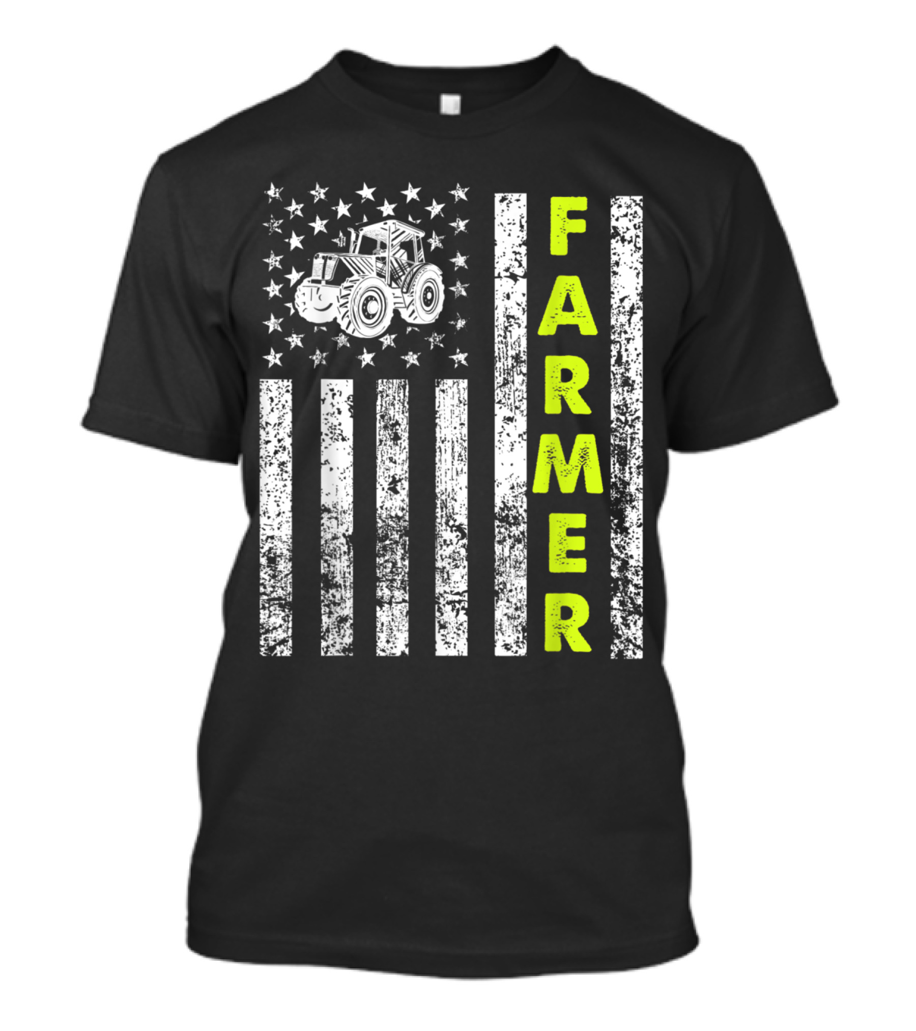 American Flag Tractor Stars Stripes Patriotic Farmer T-Shirt