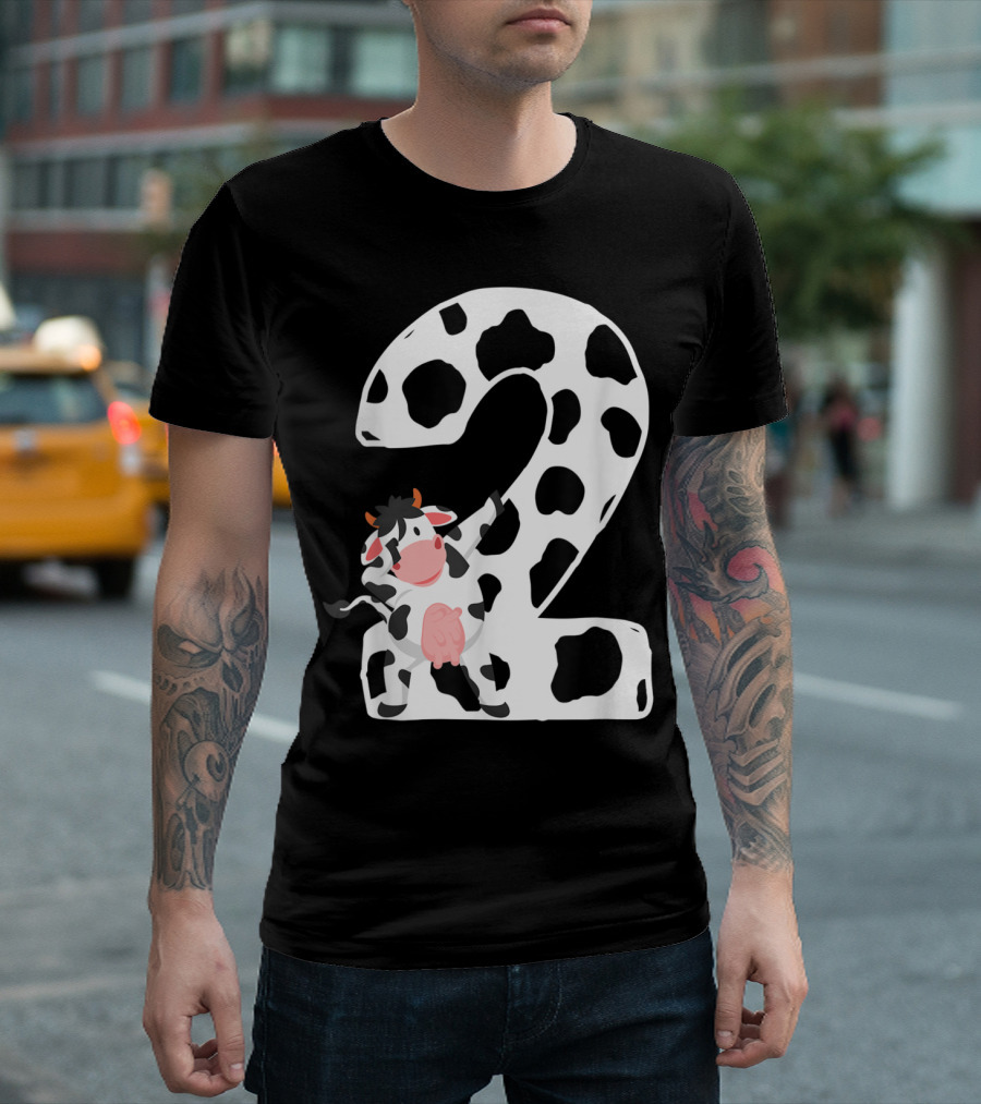 I'm Two Age 2 Dabbing Cow Farm Theme Birthday Animal Number T-Shirt