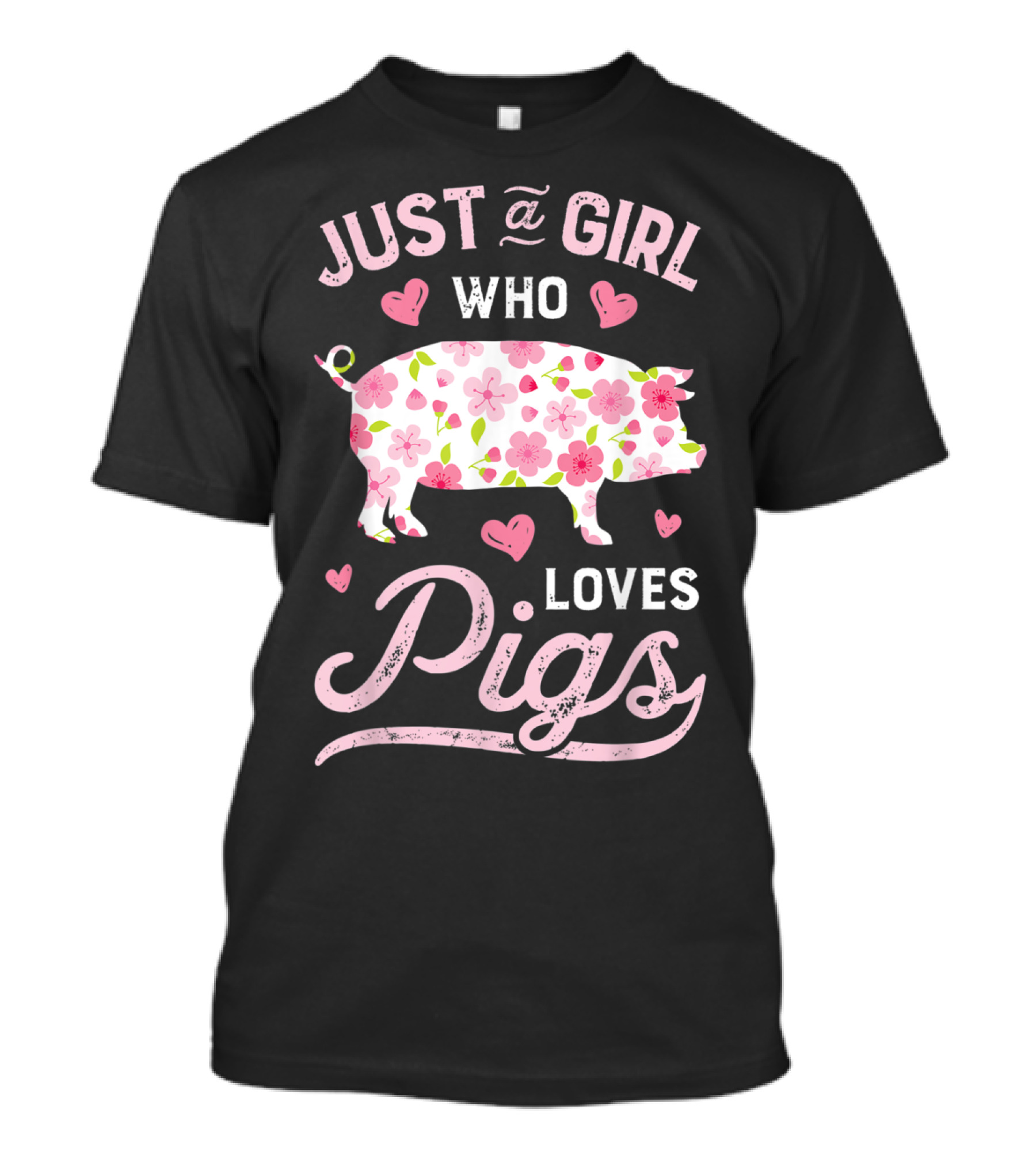 Just A Girl Who Loves Pigs Floral Pig Hearts T-Shirt