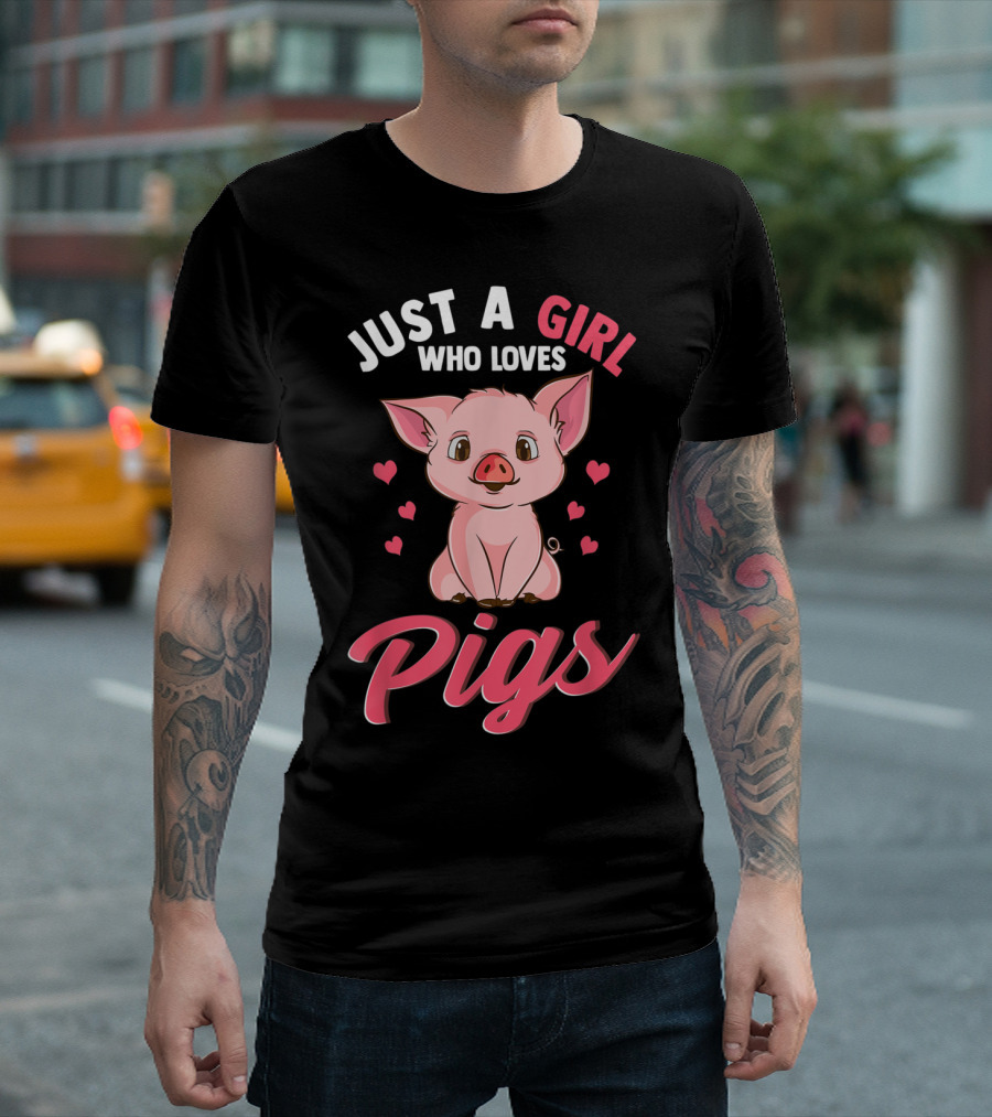 Just A Girl Who Loves Pigs Cute Hog Lover Hearts T-Shirt