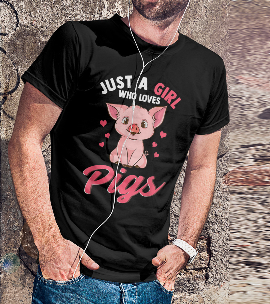 Just A Girl Who Loves Pigs Cute Hog Lover Hearts T-Shirt