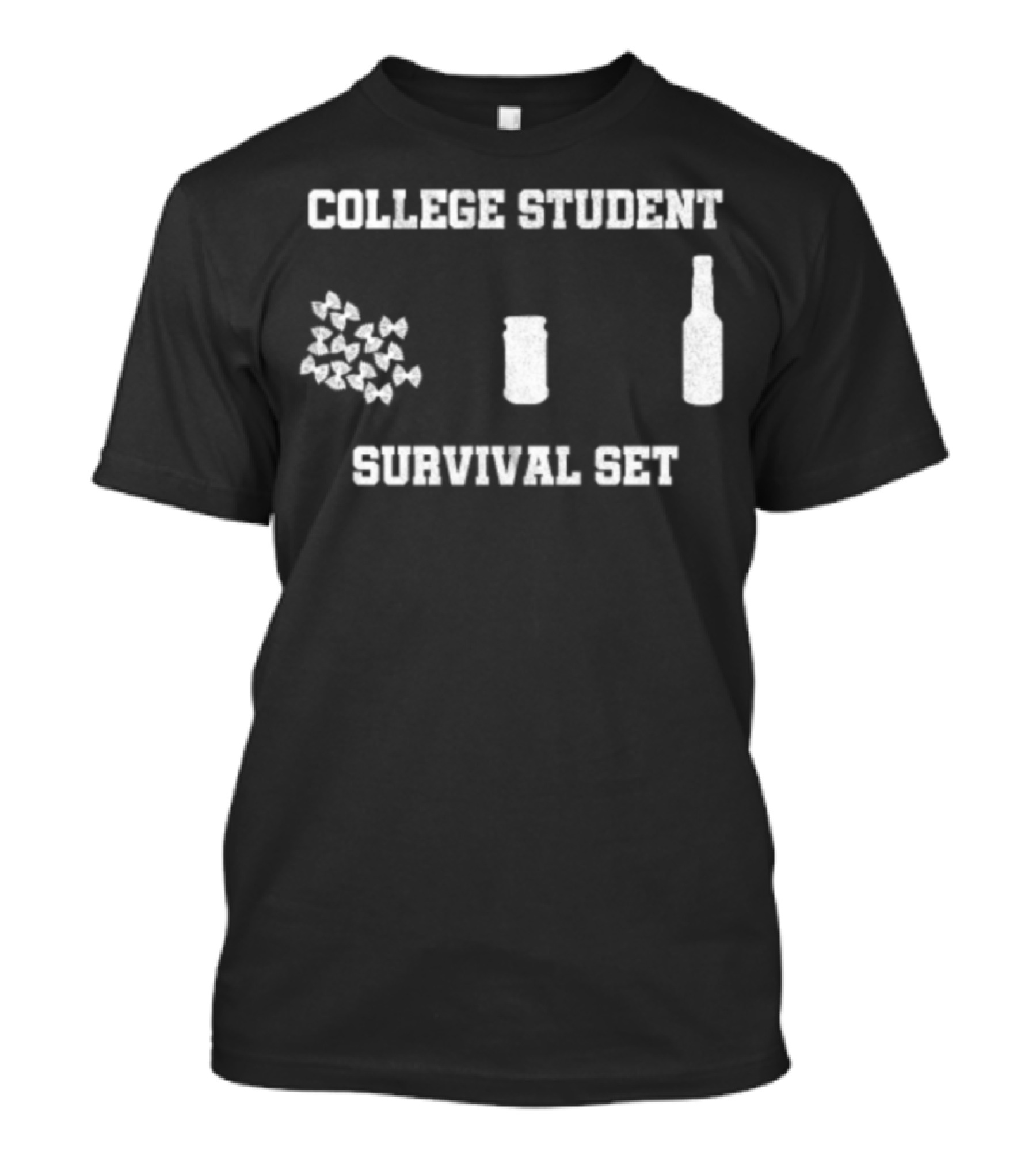 College Student Survival Set Bowtie Pasta Jar Bottle T-Shirt
