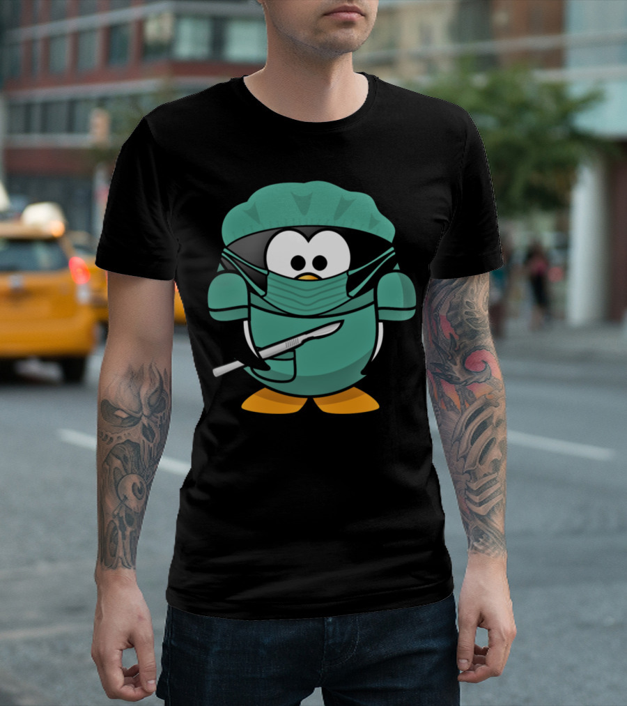 Penguin Surgeon with Scalpel and Mask T-Shirt