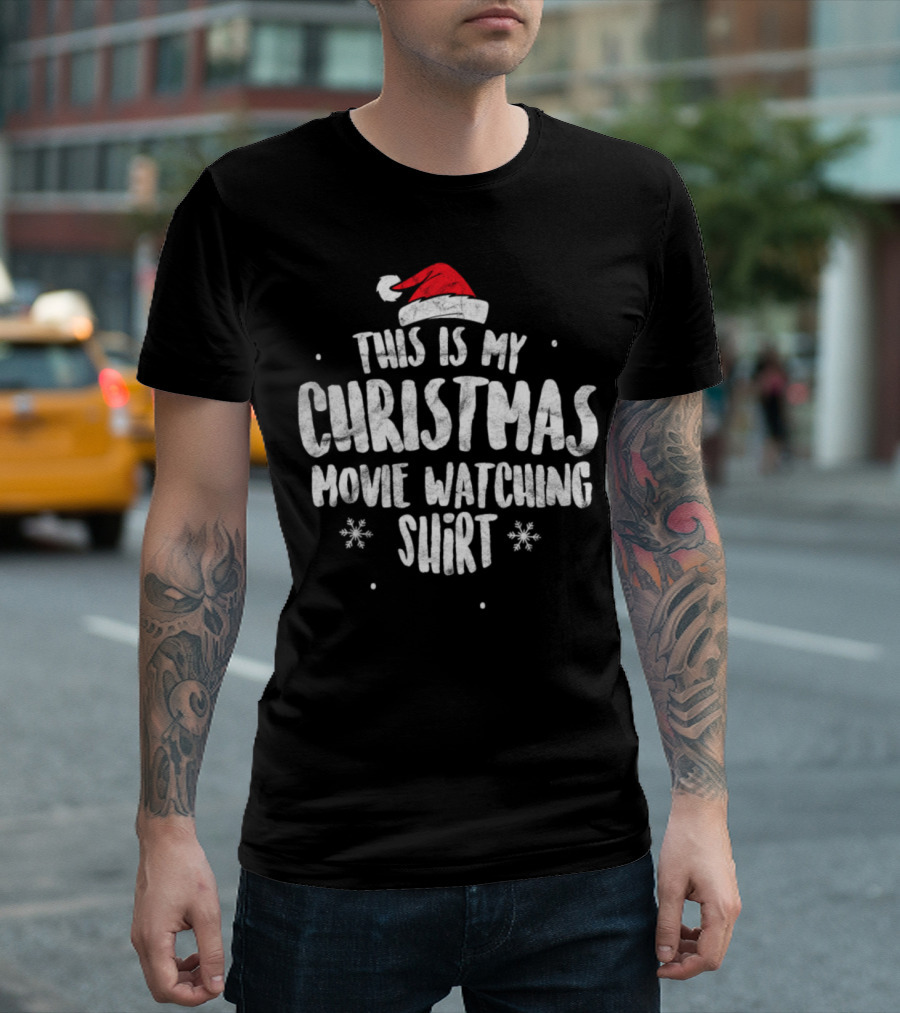 This Is My Christmas Movie Watching Shirt Santa Hat Vintage Xmas T-Shirt