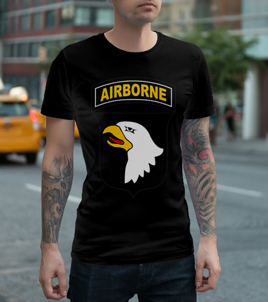 Army 101st Airborne Division Military Veteran Eagle Emblem T-Shirt