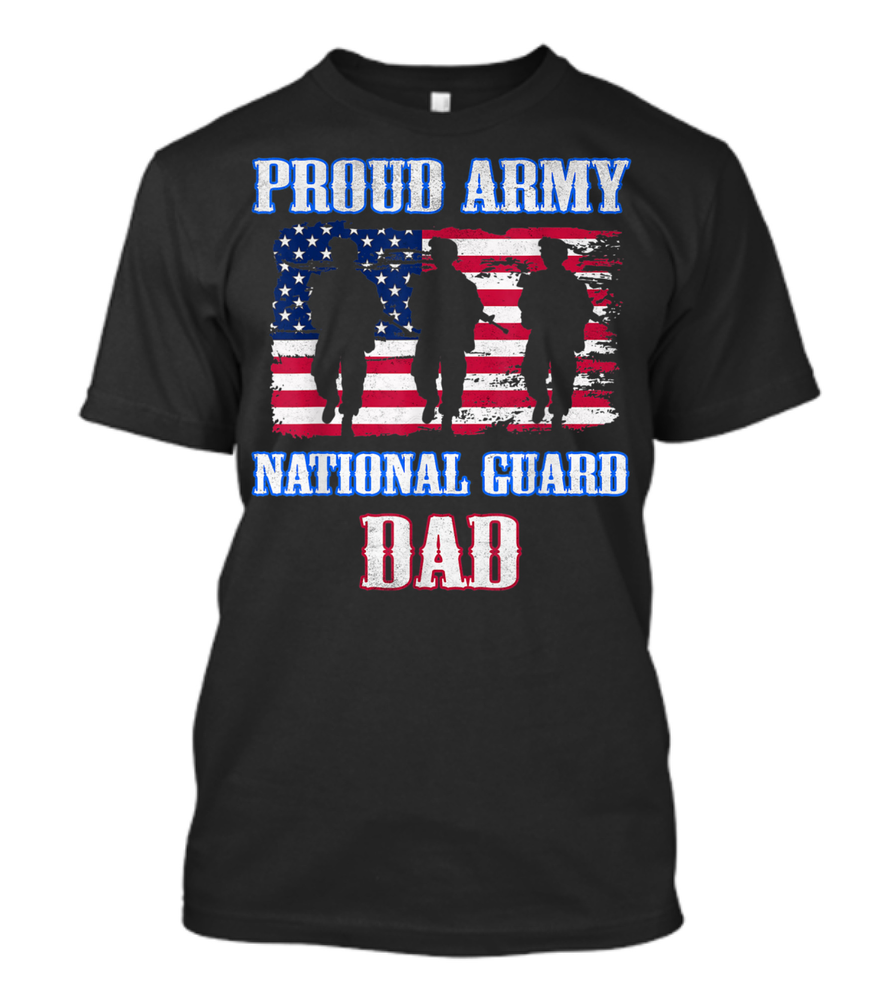 Proud Army National Guard Dad USA Veteran Soldiers Flag T-Shirt