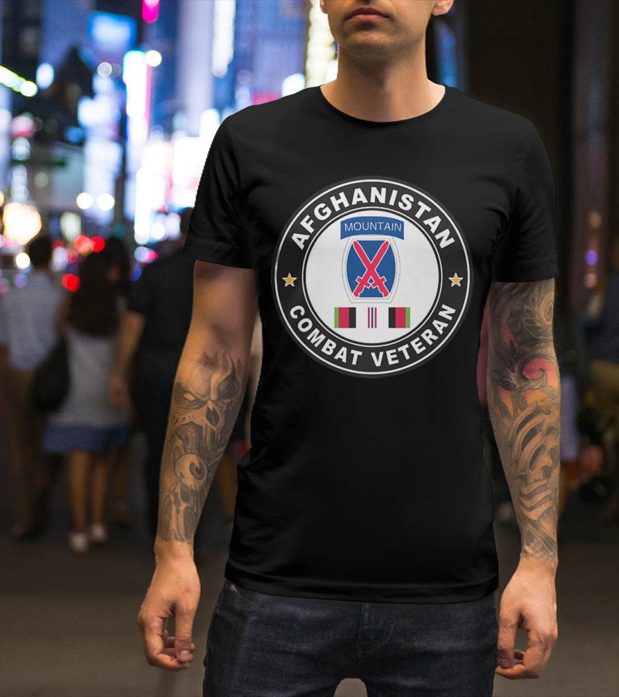 Afghanistan 10th Mountain Division Combat Veteran Badge T-Shirt