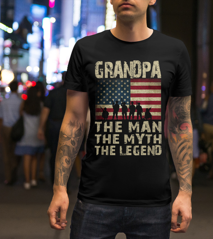 Grandpa American Flag The Man The Myth The Legend T-Shirt