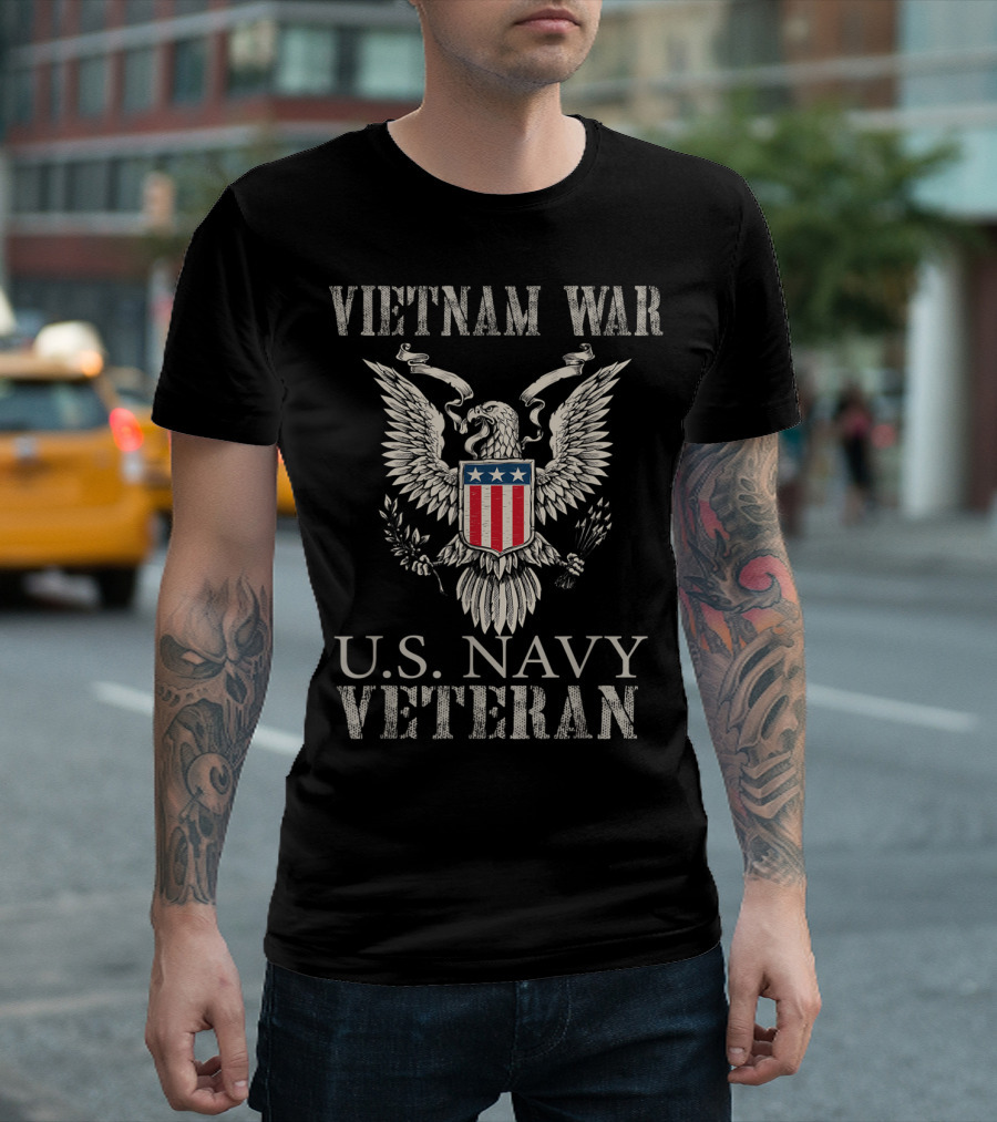 Vietnam War U.S. Navy Veteran Eagle Emblem T-Shirt