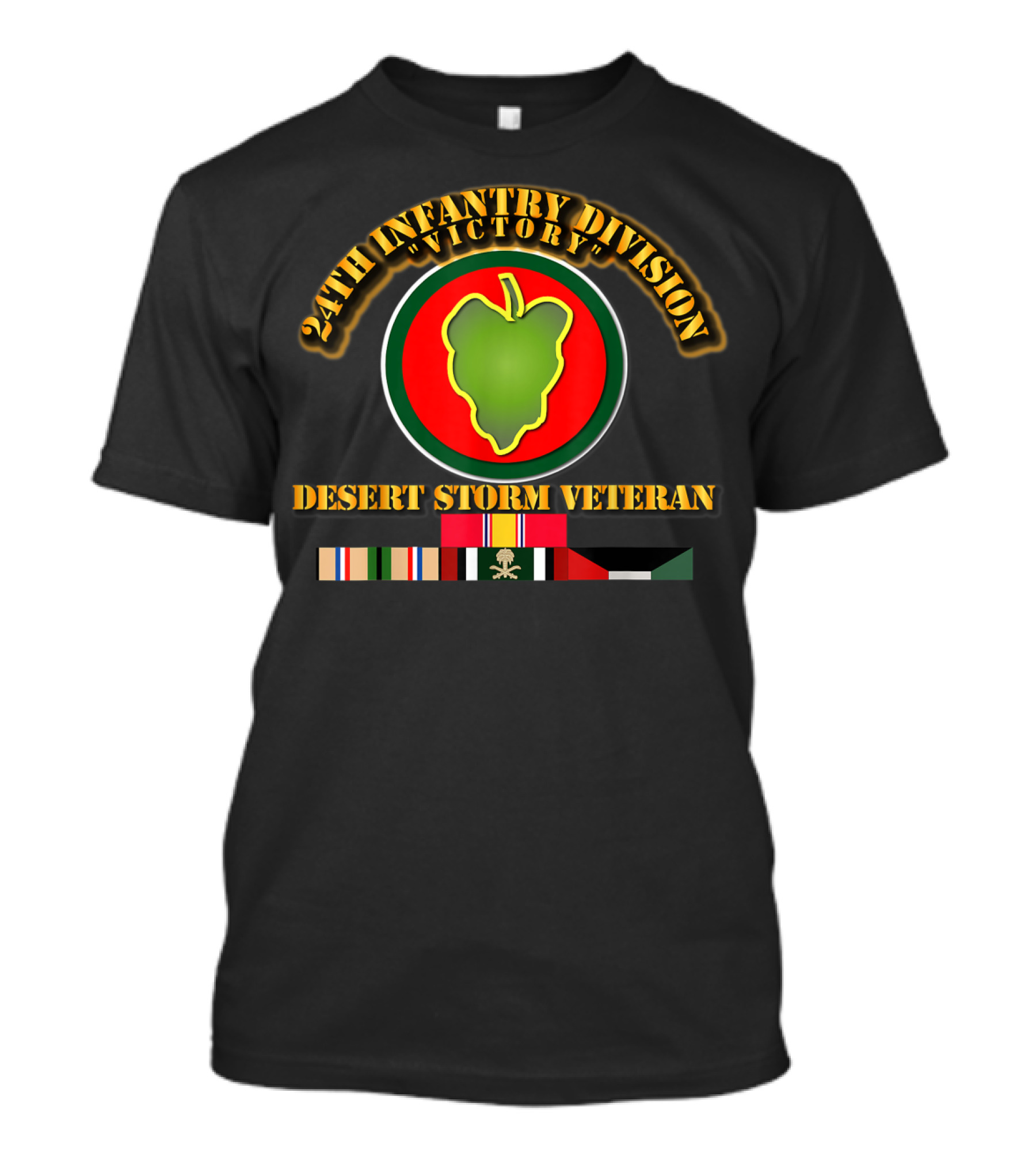 24th Infantry Division Victory Desert Storm Veteran Military Ribbons And Insignia T-Shirt