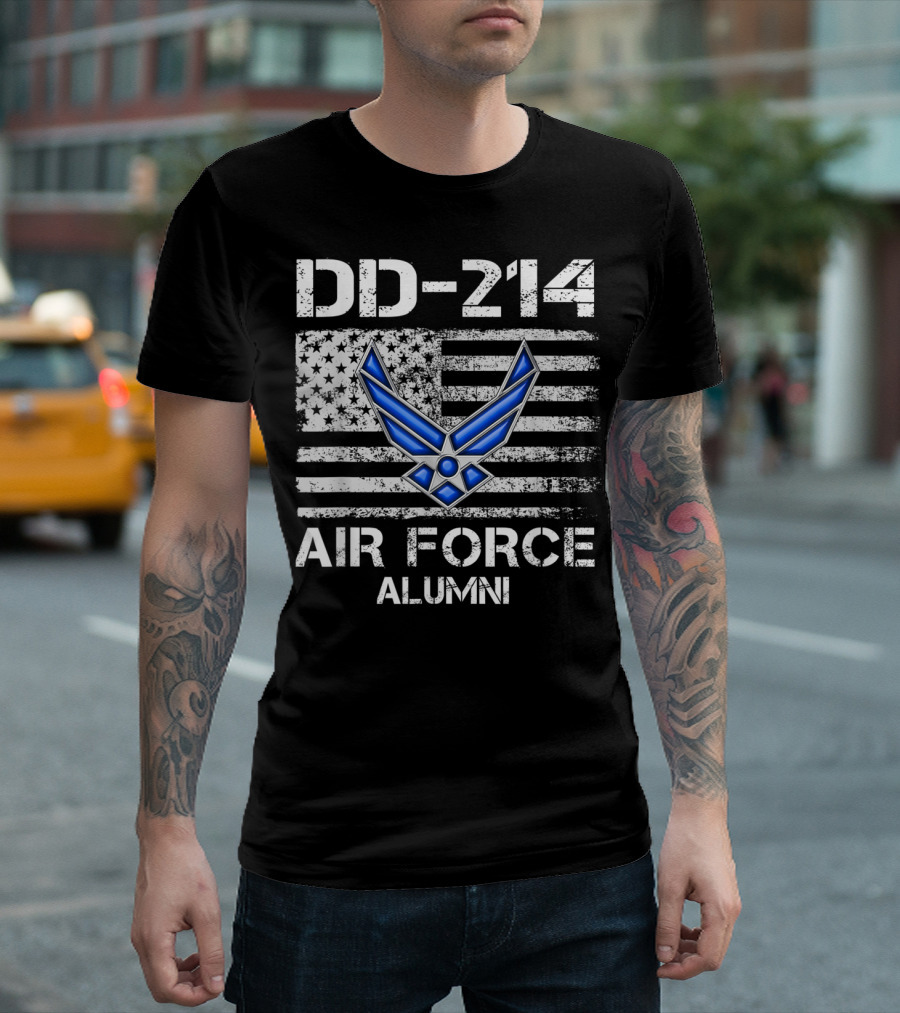 DD-214 Air Force Alumni USAF Veteran Flag Emblem T-Shirt
