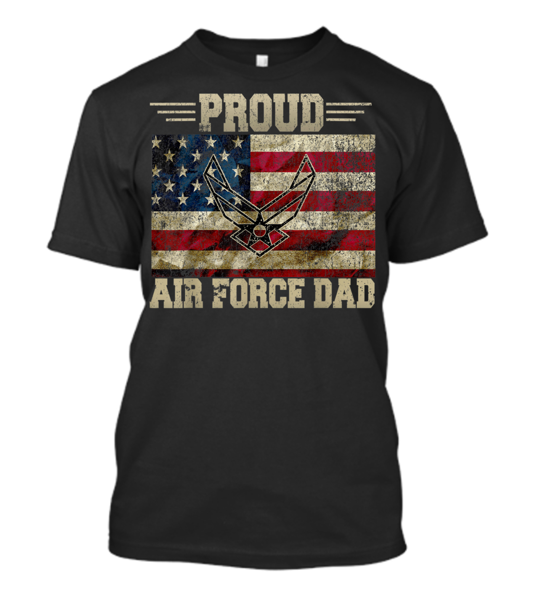 Proud Air Force Dad Military Veteran American Flag Air Force T-Shirt