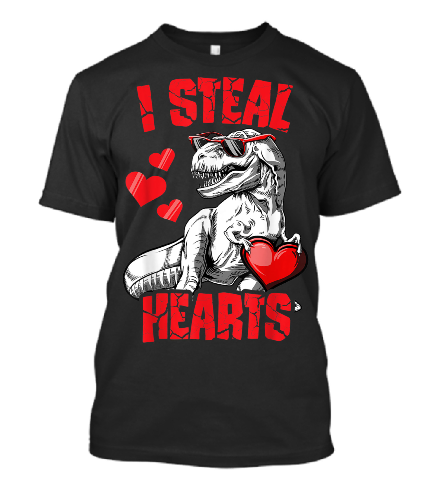 Valentines Day Dinosaur T-Rex I Steal Hearts Kids Lover T-Shirt