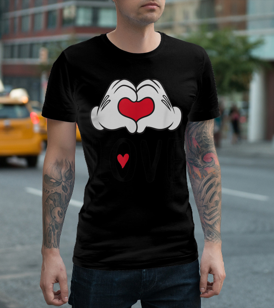 Mickey and Minnie Mouse Heart Hands Love T-Shirt