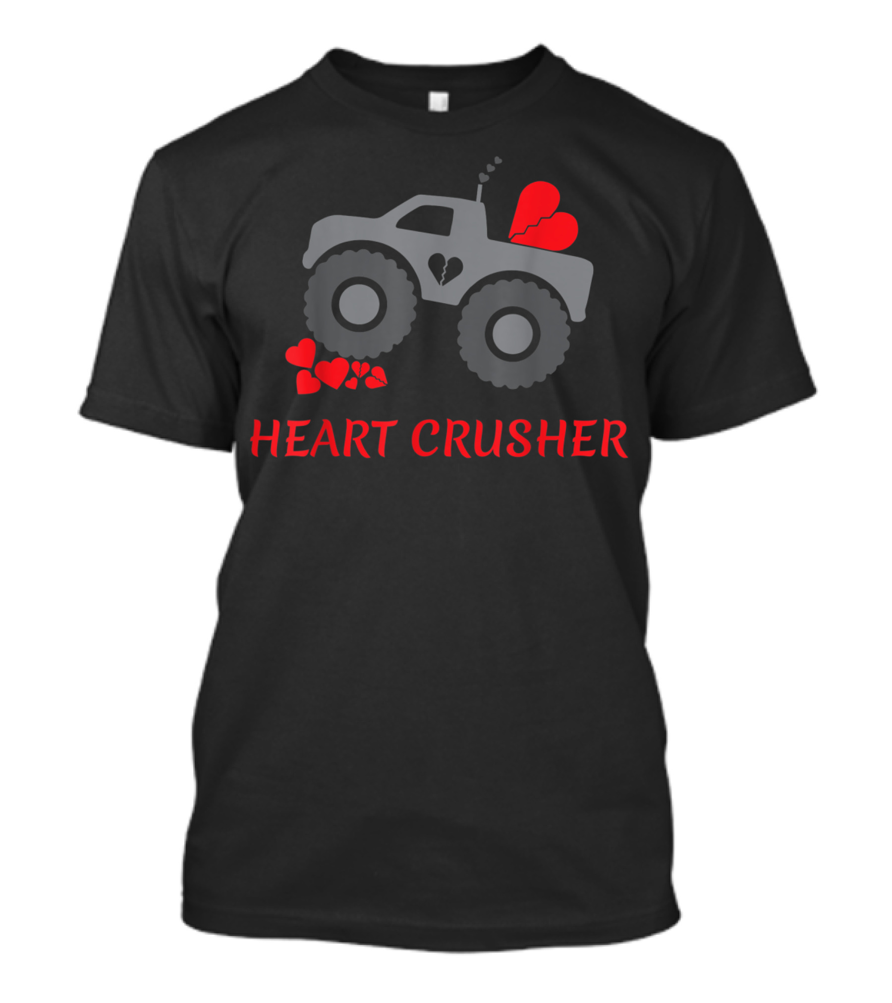 Heart Crusher Valentine Monster Truck Boy's Valentines Day T-Shirt