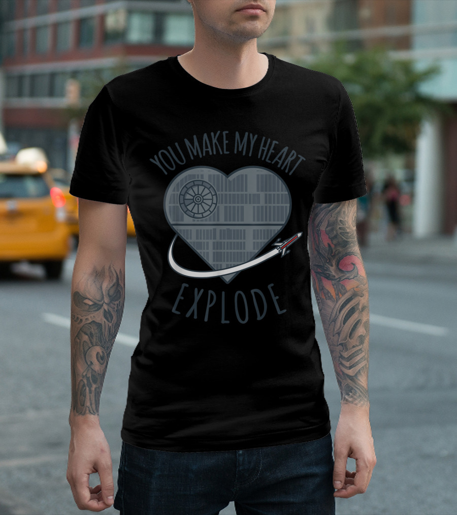 Star Wars Death Star Heart Explode Spaceship T-Shirt