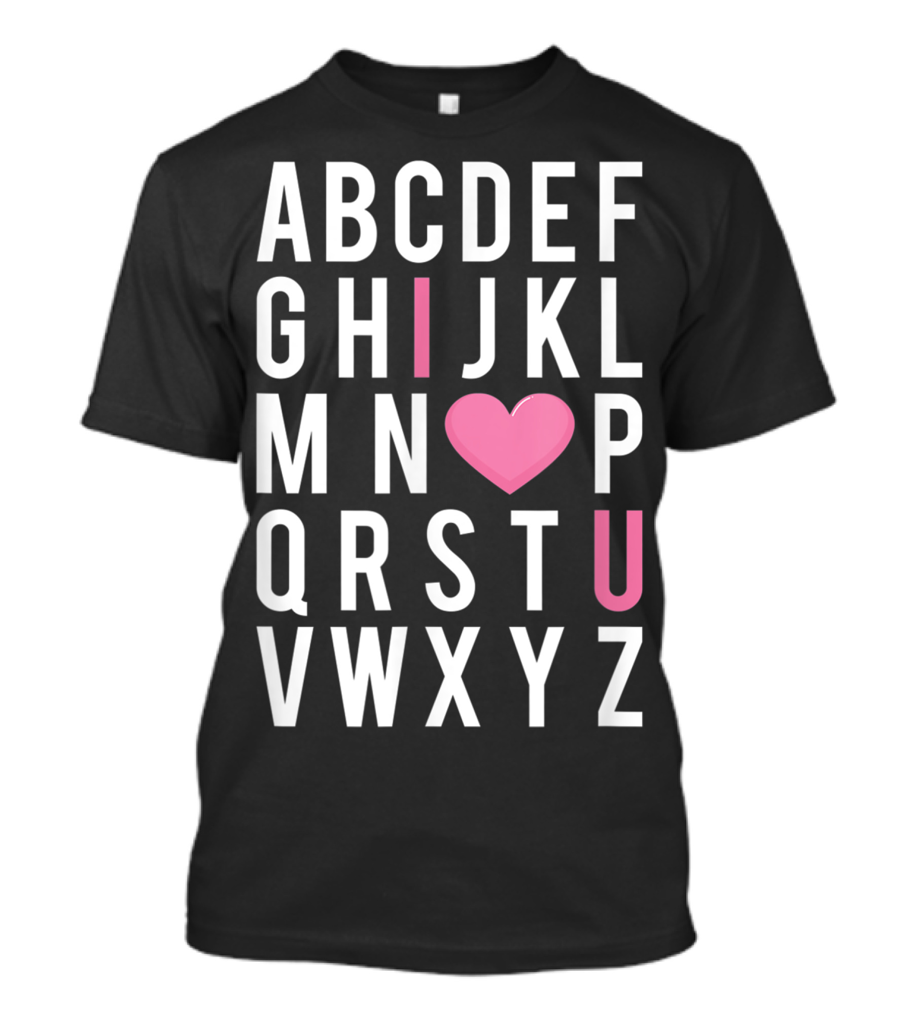 Valentine's Day Heart I Love You Teacher Alphabet ABC T-Shirt