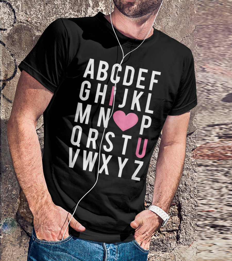 Valentine's Day Heart I Love You Teacher Alphabet ABC T-Shirt