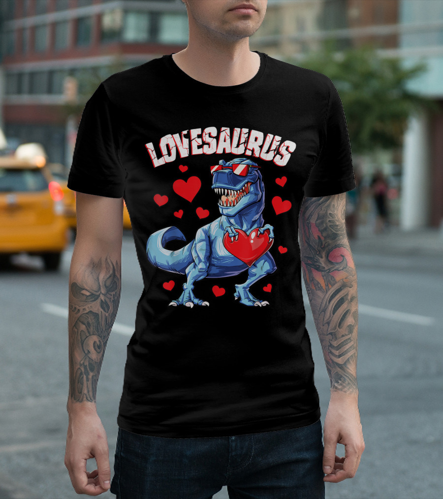 Lovesaurus Dinosaur Valentines Day Hearts T-Shirt