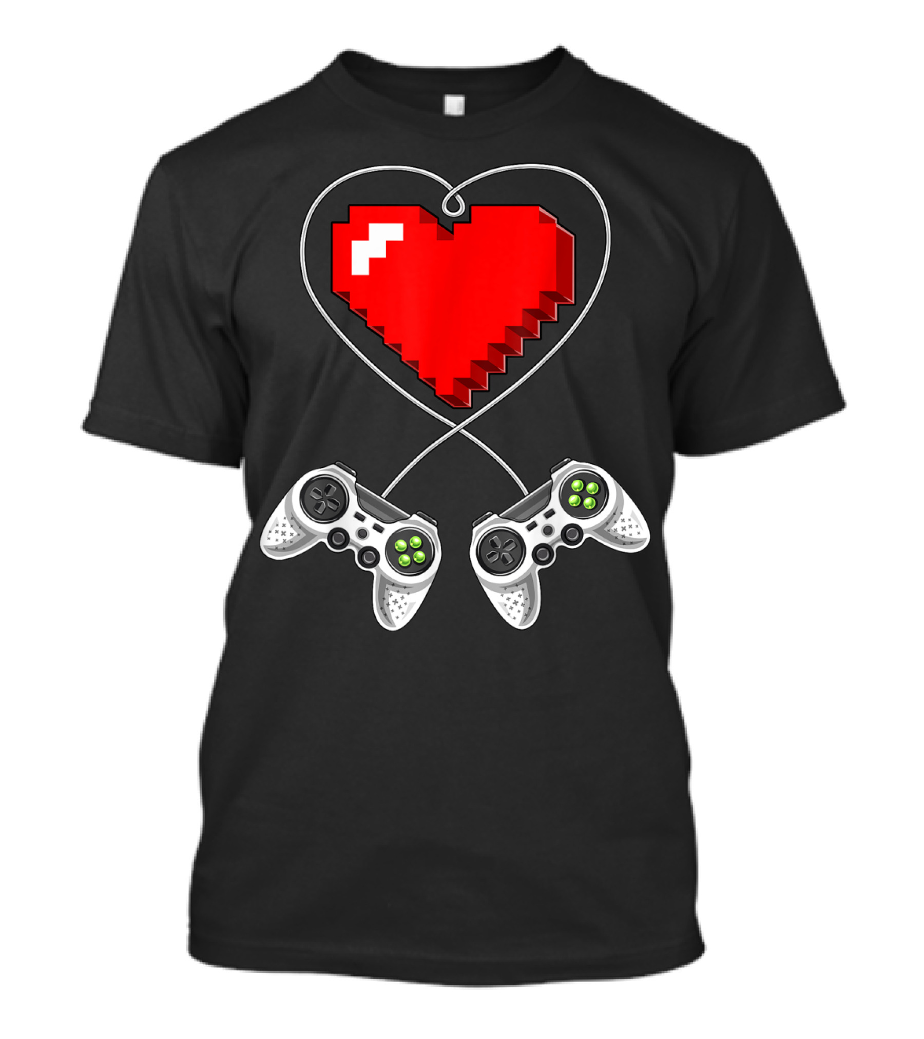 Valentine's Day Pixel Heart With Video Game Controller T-Shirt