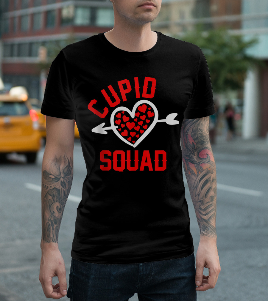 Cupid Squad Heart with Arrow Valentines Day Hearts T-Shirt