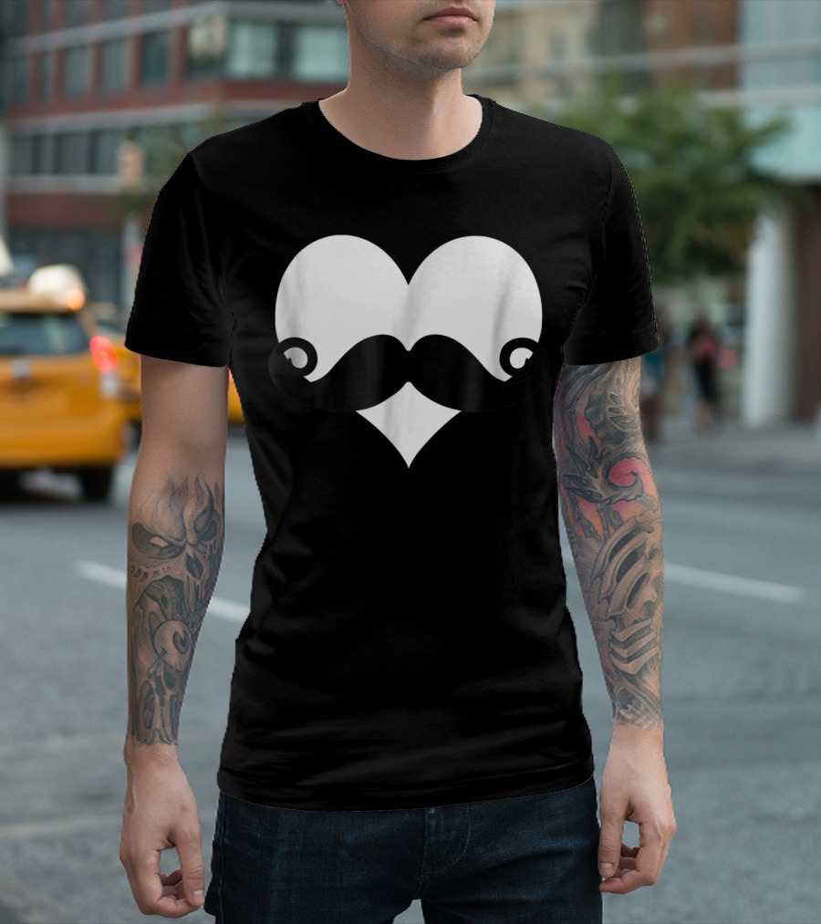Mustache Heart Valentines Day T-Shirt
