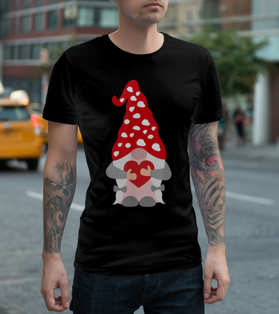 Valentine Gnome Girl with Heart and Braided Hair T-Shirt