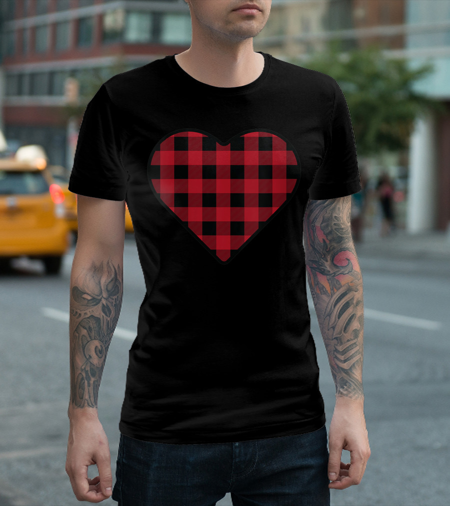 Heart-Shaped Buffalo Lumberjack Plaid T-Shirt