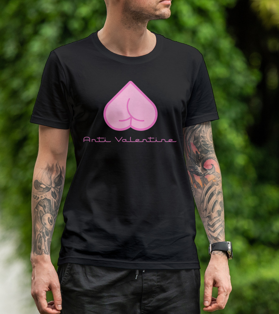 Anti Valentine Pink Heart For Singles Humor T-Shirt
