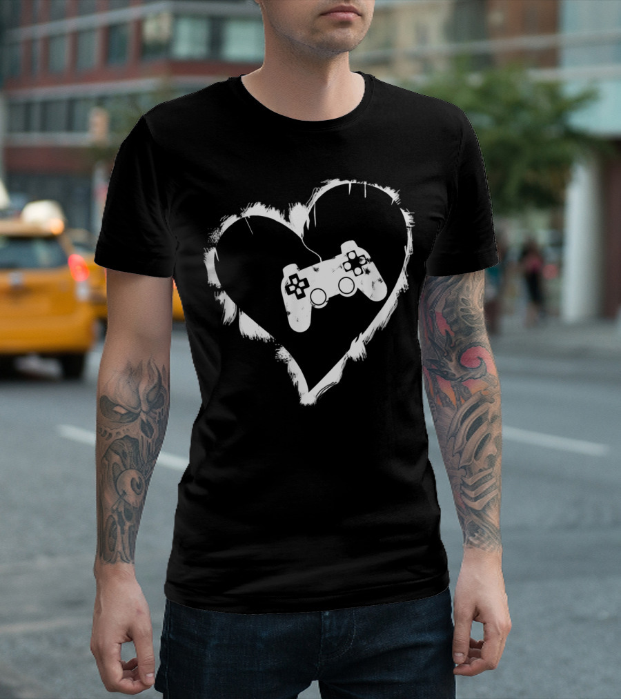 Funny Gaming Video Gamer Heart Controller T-Shirt