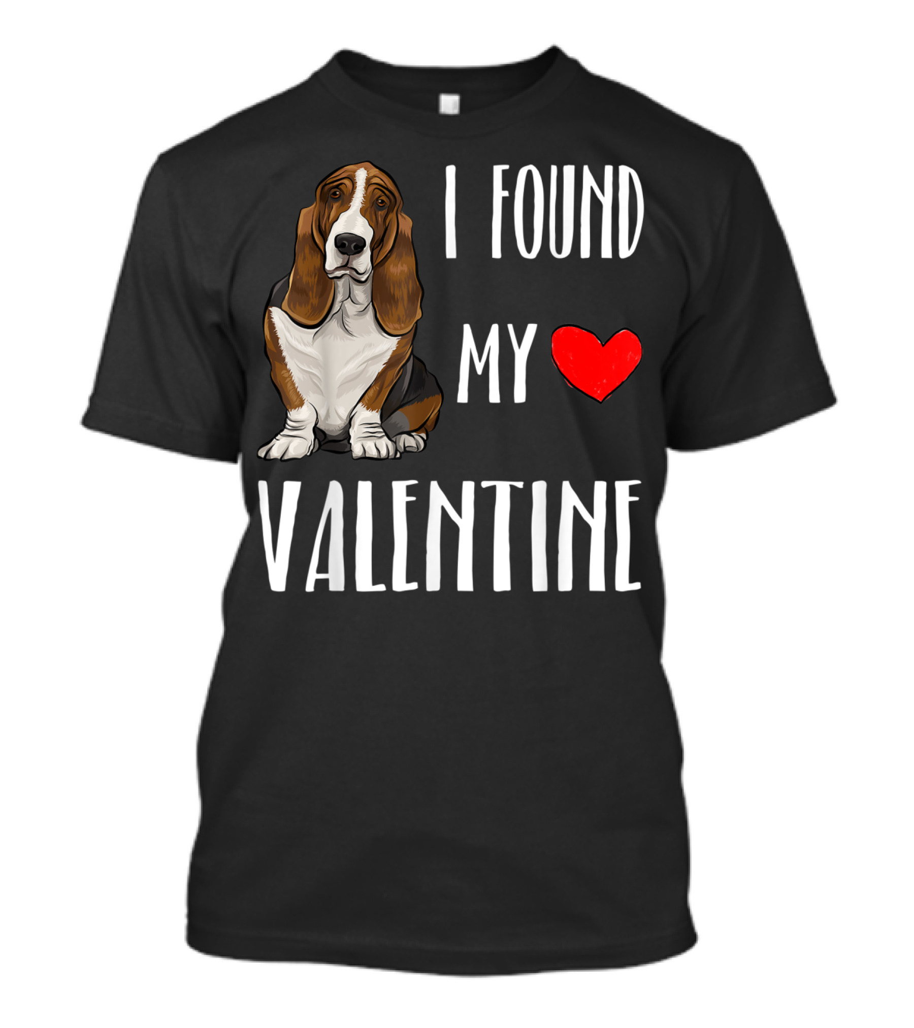 I Found My Valentine Basset Hound Dog With Heart T-Shirt