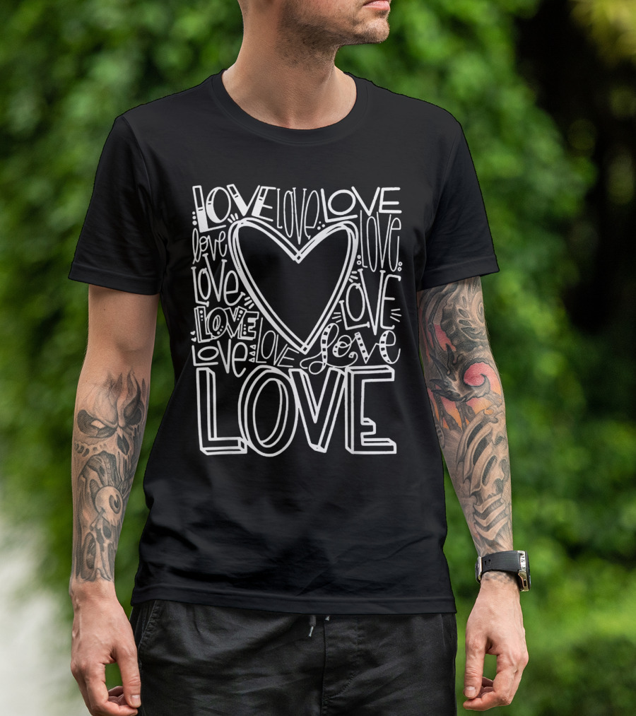 Love Heart Typography Valentine Love Love Love T-Shirt