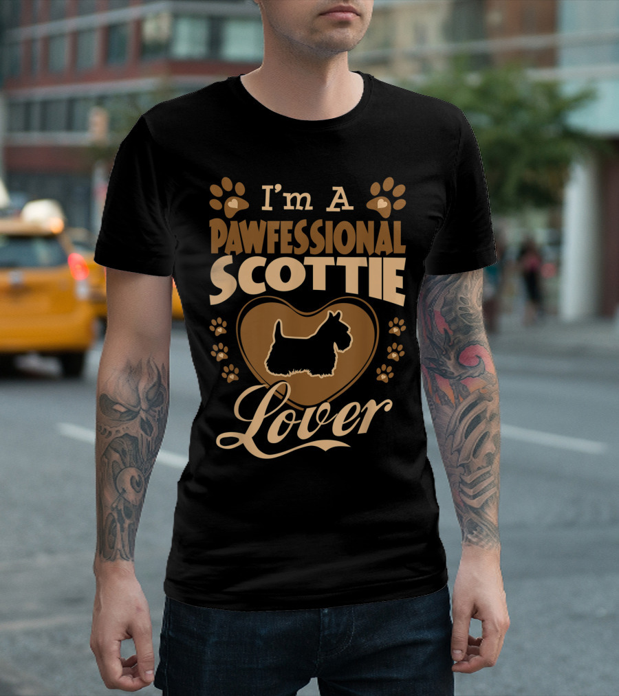 I'm A Pawfessional Scottie Lover Paw Prints Heart T-Shirt