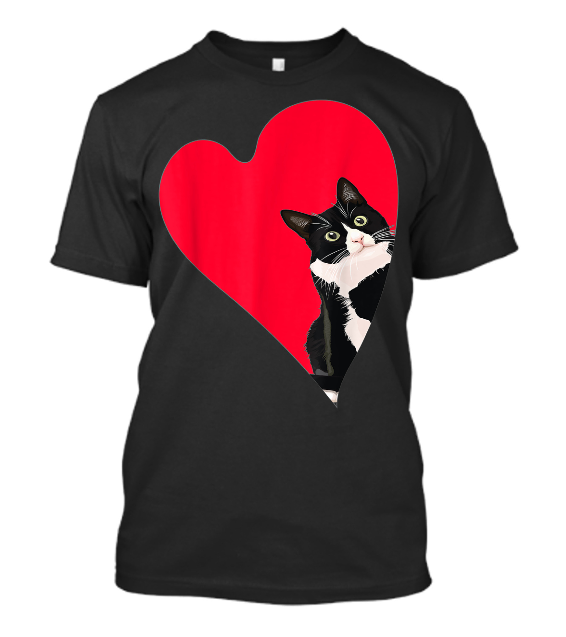 Tuxedo Cat Heart Valentine Kitten Love T-Shirt
