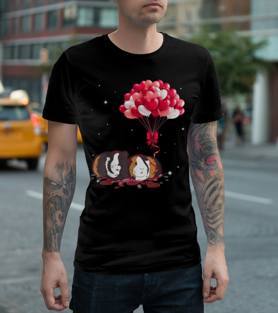 Valentines Day Guinea Pig Heart Balloons T-Shirt