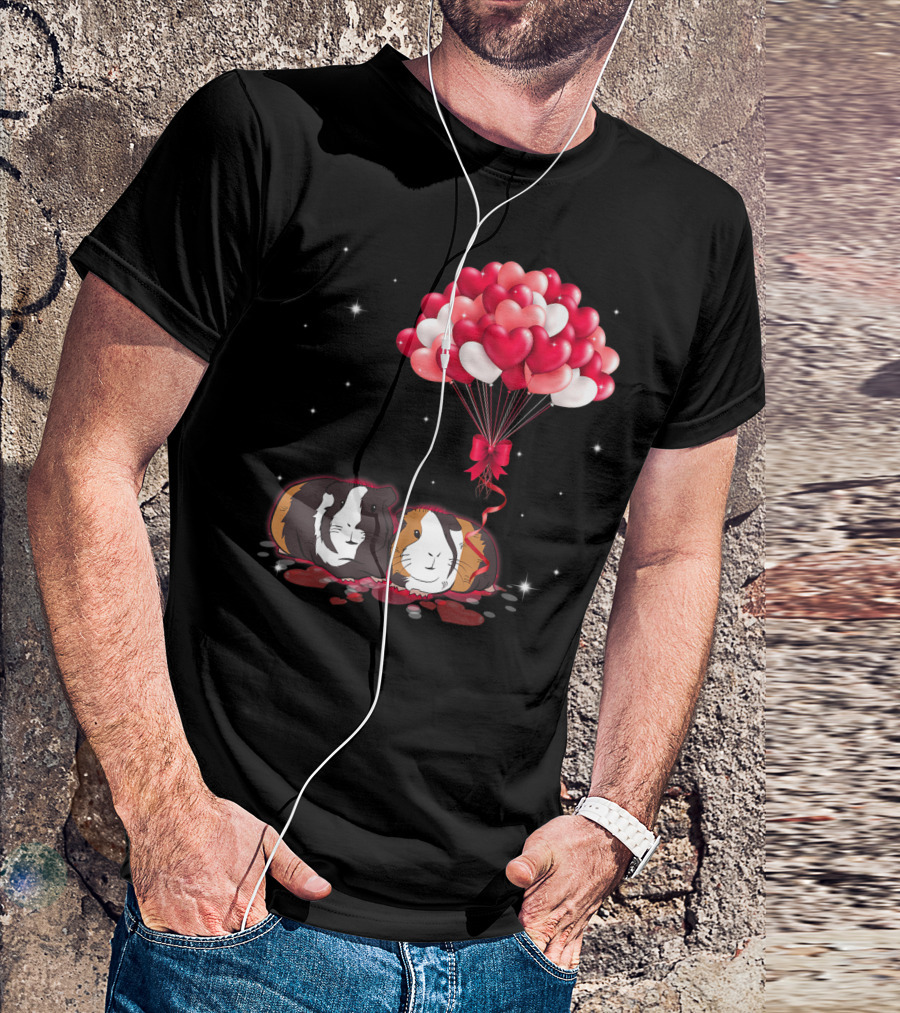 Valentines Day Guinea Pig Heart Balloons T-Shirt